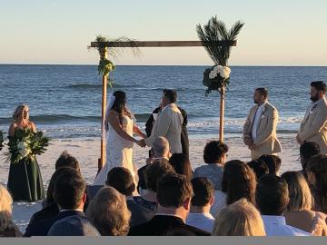 Emerald Coast DJ played the Wedding Ceremony Music.  Getting ready for Cocktail Hour & the Reception to begin..